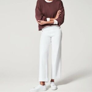 Spanx White Twill Wide Leg Pull On Pants Size Large